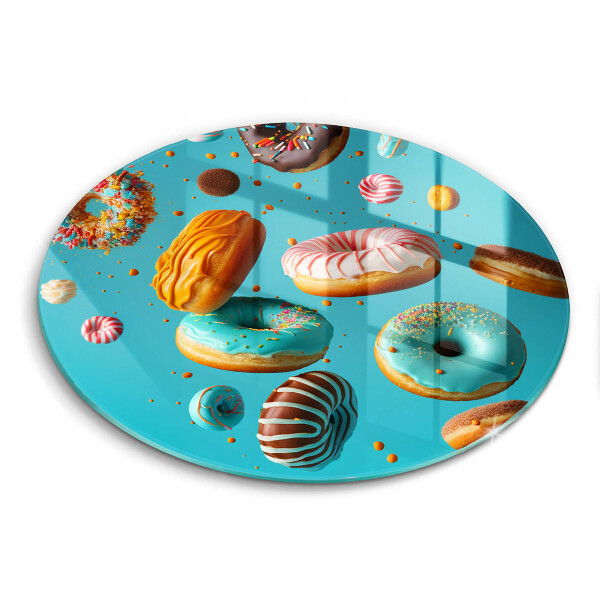 Glas Herdabdeckplatte Bunte Donuts
