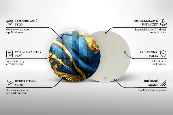 Glas Herdabdeckplatte Blauer und goldener Marmor