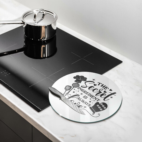 Glas Herdabdeckplatte Inschrift Satz