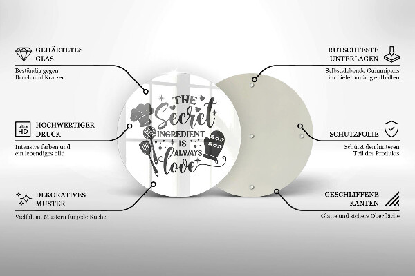 Glas Herdabdeckplatte Inschrift Satz