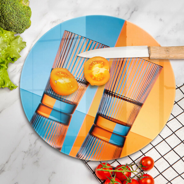 Glas Herdabdeckplatte Zwei Gläser Wasser