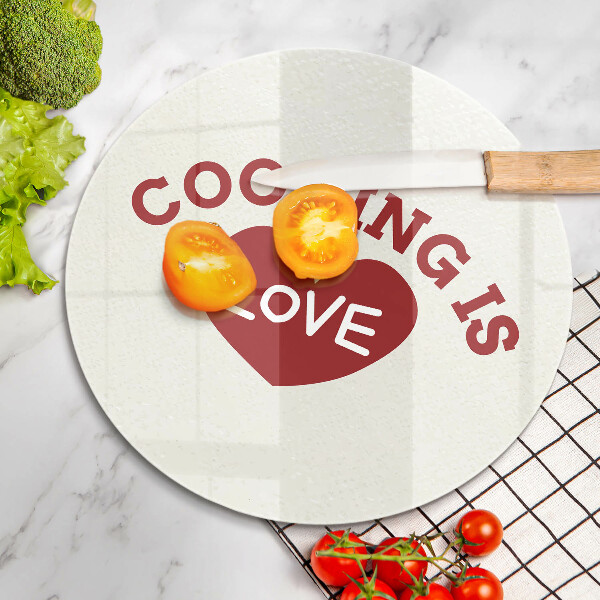 Glas Herdabdeckplatte Cooking is love