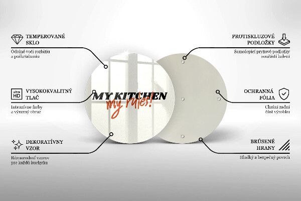 Glas Herdabdeckplatte My kitchen my rules