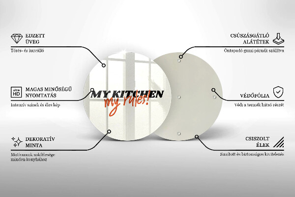 Glas Herdabdeckplatte My kitchen my rules