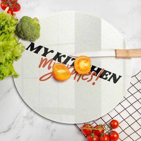 Glas Herdabdeckplatte My kitchen my rules