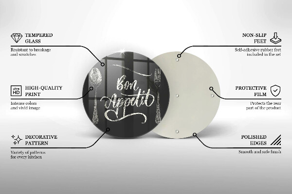 Glas Herdabdeckplatte Inschrift Bon Appetit