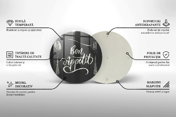 Glas Herdabdeckplatte Inschrift Bon Appetit