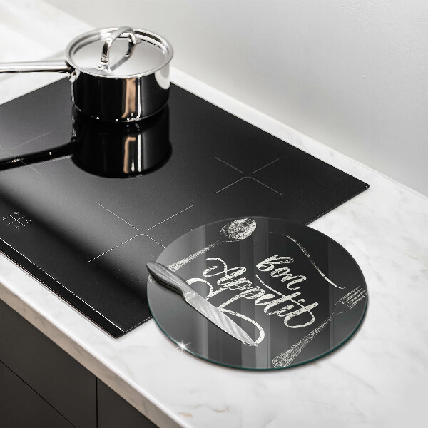 Glas Herdabdeckplatte Inschrift Bon Appetit