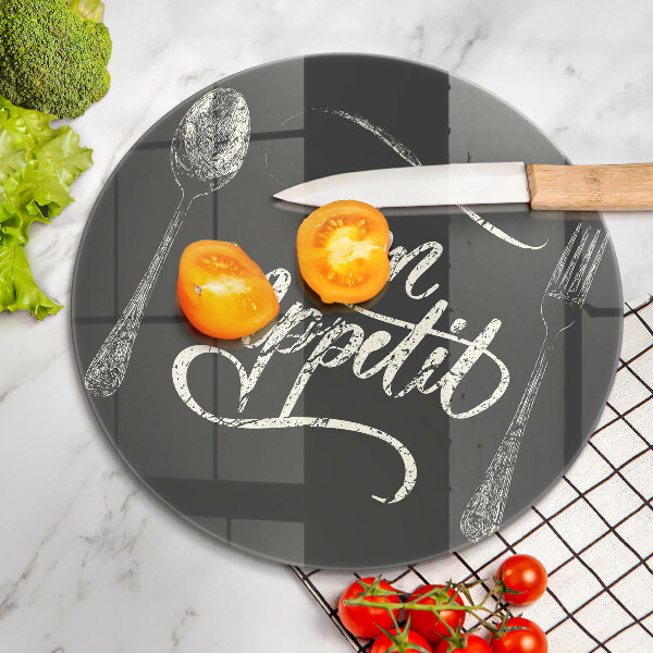 Glas Herdabdeckplatte Inschrift Bon Appetit