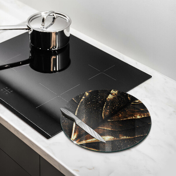Glas Herdabdeckplatte Gold Blatt