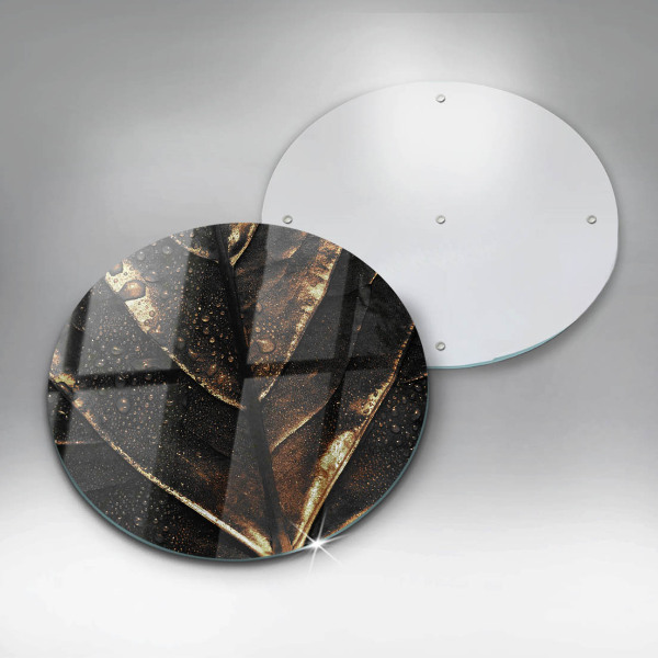 Glas Herdabdeckplatte Gold Blatt
