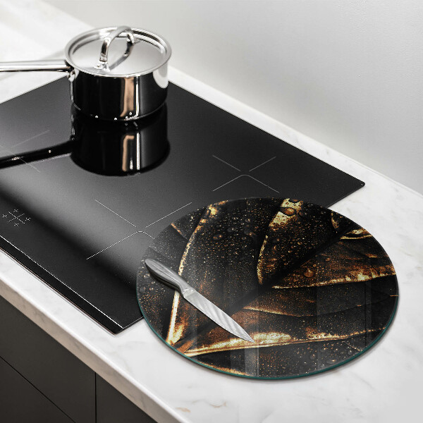 Glas Herdabdeckplatte Gold Blatt