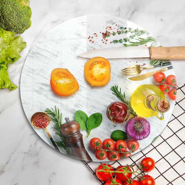 Glas Herdabdeckplatte Gemüse und Gewürze