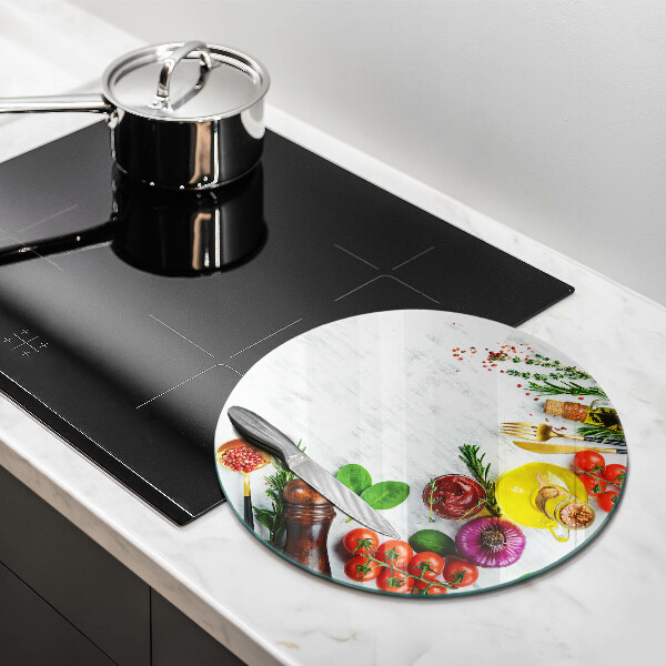 Glas Herdabdeckplatte Gemüse und Gewürze