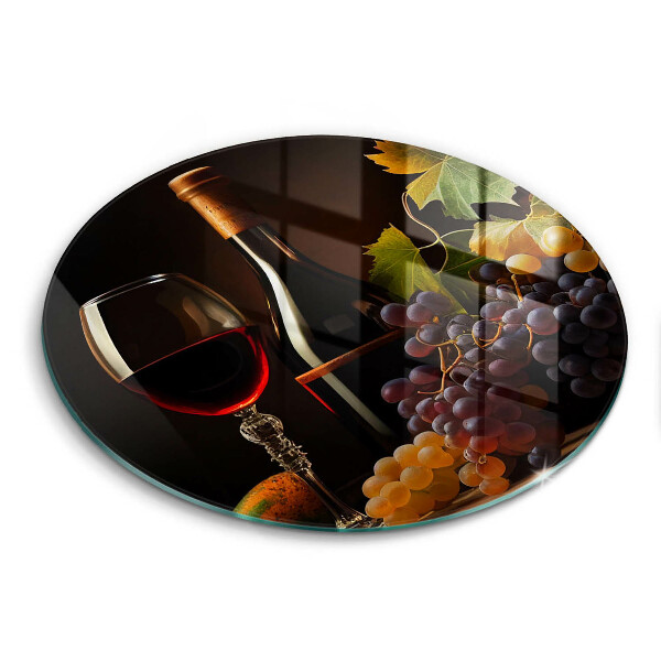 Glas Herdabdeckplatte Glas Wein und Trauben