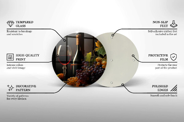 Glas Herdabdeckplatte Glas Wein und Trauben