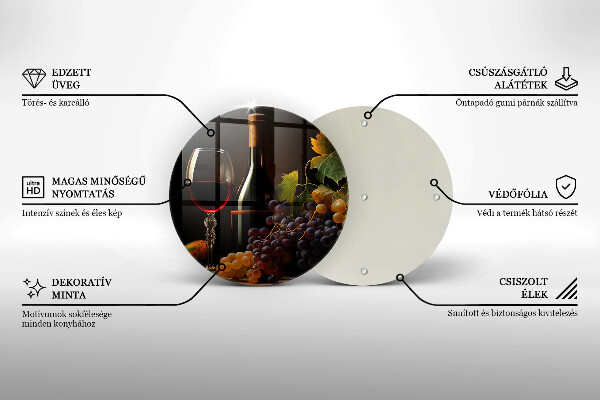 Glas Herdabdeckplatte Glas Wein und Trauben