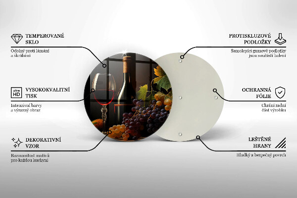 Glas Herdabdeckplatte Glas Wein und Trauben