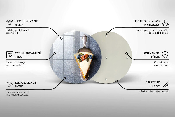 Glas Herdabdeckplatte Stück Kuchen