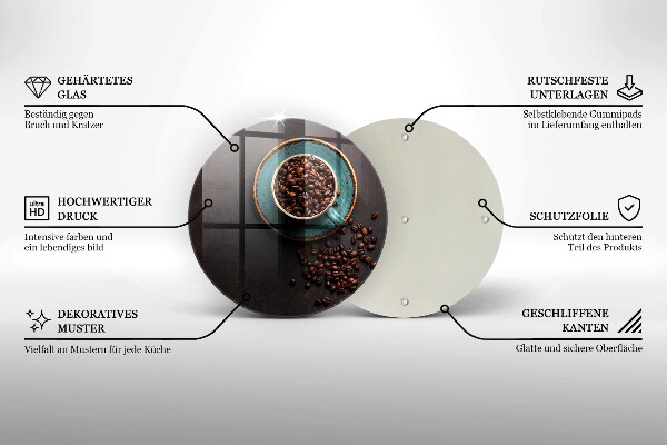 Glas Herdabdeckplatte Eine Tasse Kaffeebohnen