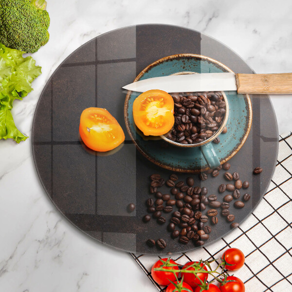 Glas Herdabdeckplatte Eine Tasse Kaffeebohnen