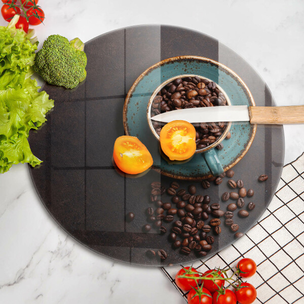 Glas Herdabdeckplatte Eine Tasse Kaffeebohnen