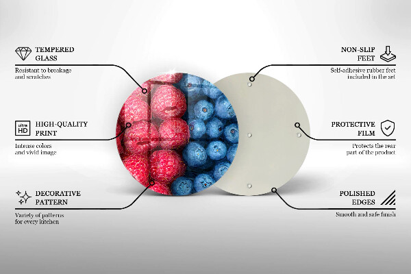 Glas Herdabdeckplatte Himbeer- und Blaubeerfrüchte