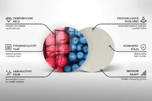 Glas Herdabdeckplatte Himbeer- und Blaubeerfrüchte