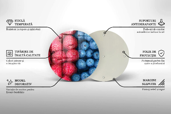 Glas Herdabdeckplatte Himbeer- und Blaubeerfrüchte