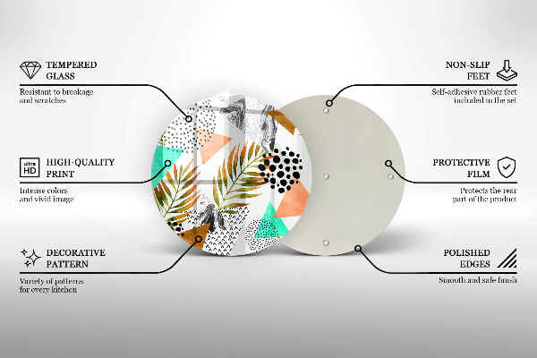 Glas Ceranfeldabdeckung Spritzschutz Boho-Blättermuster