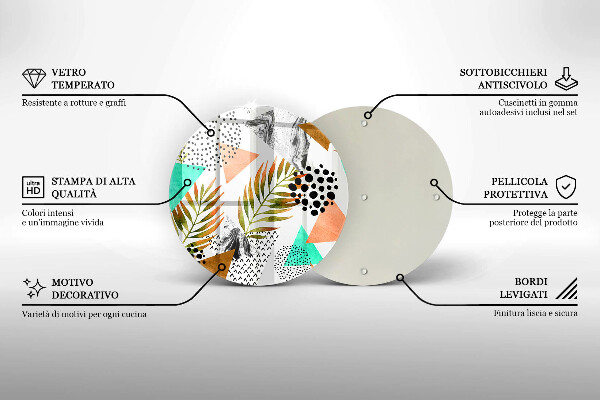 Glas Ceranfeldabdeckung Spritzschutz Boho-Blättermuster