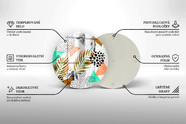 Glas Ceranfeldabdeckung Spritzschutz Boho-Blättermuster
