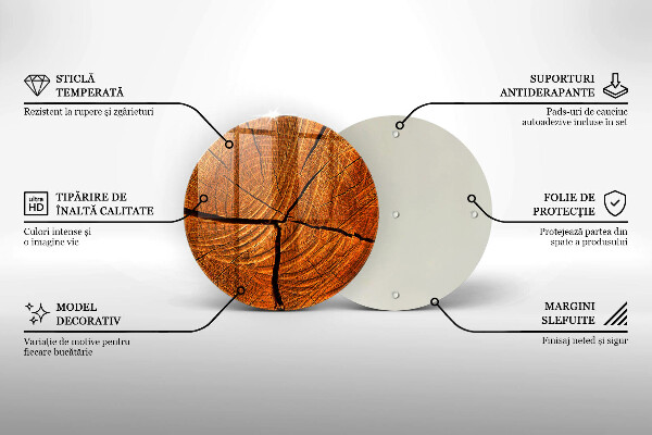 Glas Herdabdeckplatte Holzstammstruktur