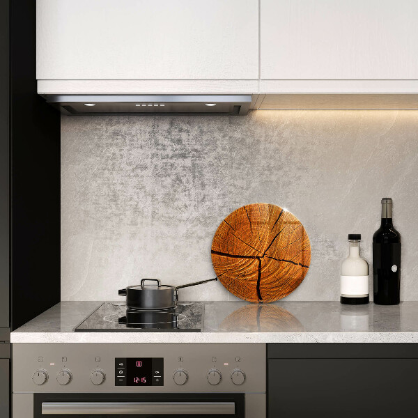 Glas Herdabdeckplatte Holzstammstruktur