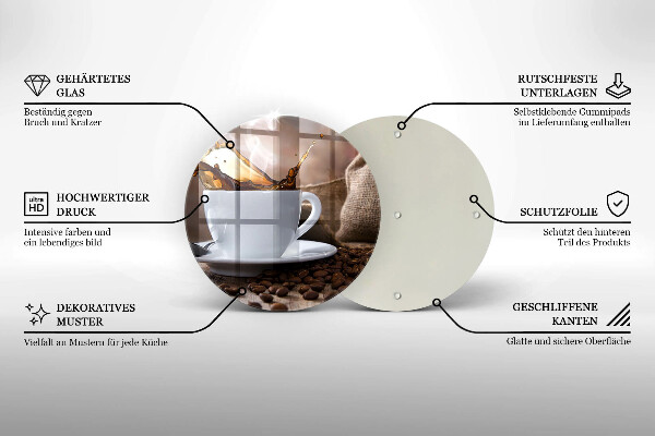 Glas Herdabdeckplatte Tasse und Kaffeebohnen