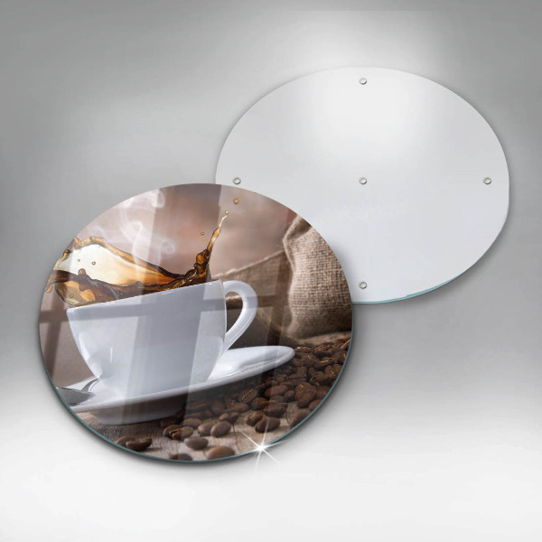 Glas Herdabdeckplatte Tasse und Kaffeebohnen