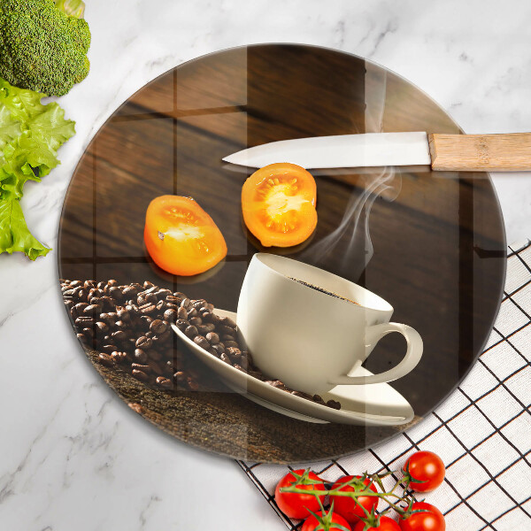 Glas Herdabdeckplatte Kaffeetasse aus Holz
