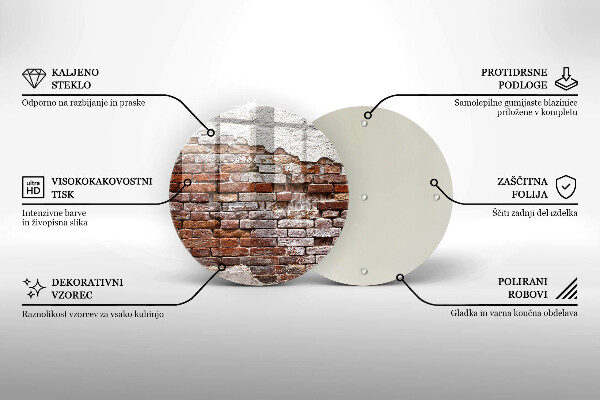 Glas Herdabdeckplatte Alte Ziegel- und Betonmauer