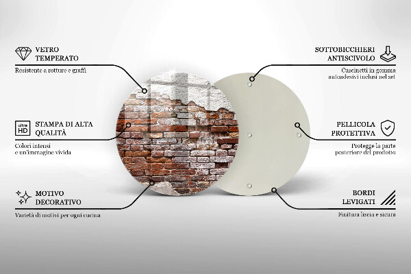 Glas Herdabdeckplatte Alte Ziegel- und Betonmauer