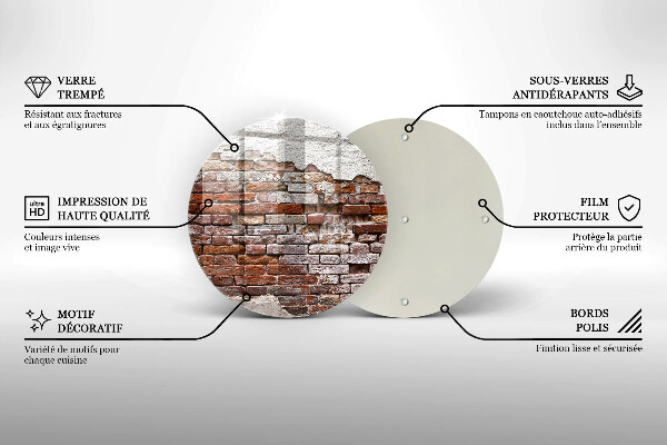 Glas Herdabdeckplatte Alte Ziegel- und Betonmauer