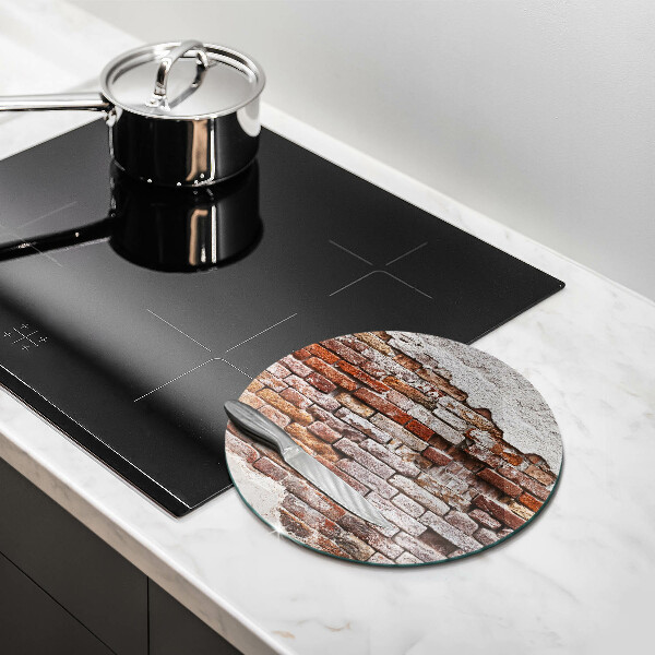 Glas Herdabdeckplatte Alte Ziegel- und Betonmauer