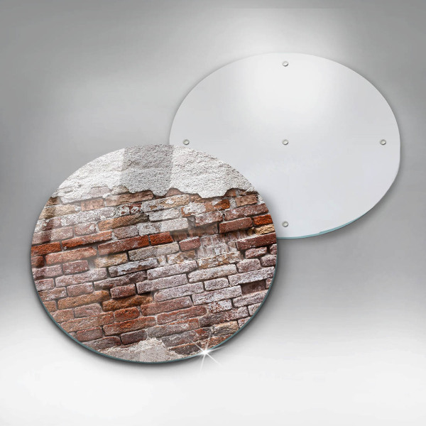 Glas Herdabdeckplatte Alte Ziegel- und Betonmauer