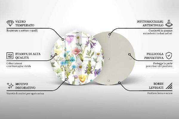 Glas Ceranfeldabdeckung Blumenillustration