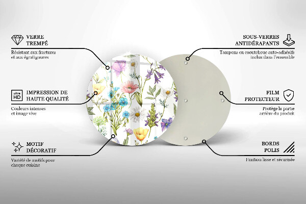Glas Ceranfeldabdeckung Blumenillustration