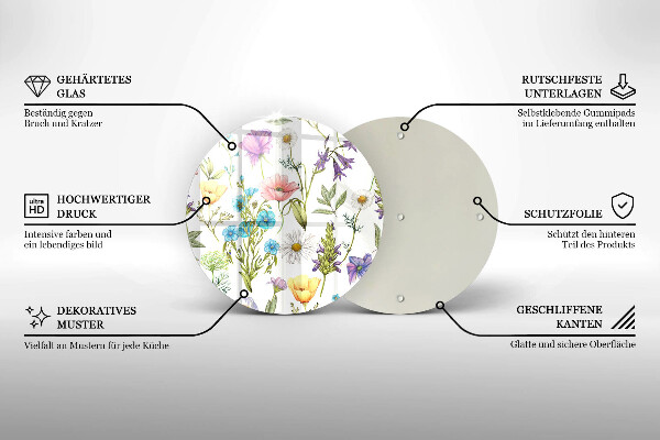 Glas Ceranfeldabdeckung Blumenillustration