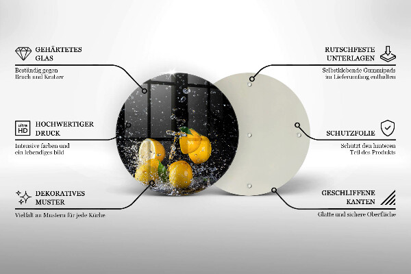 Glas Herdabdeckplatte Saftige Zitronenfrucht