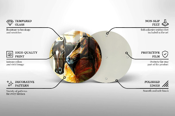 Glas Herdabdeckplatte Tiere Pferde