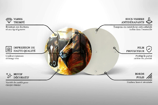 Glas Herdabdeckplatte Tiere Pferde
