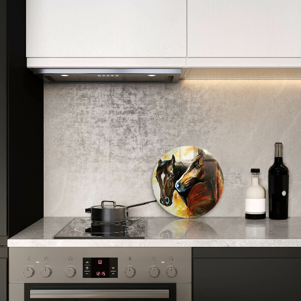 Glas Herdabdeckplatte Tiere Pferde