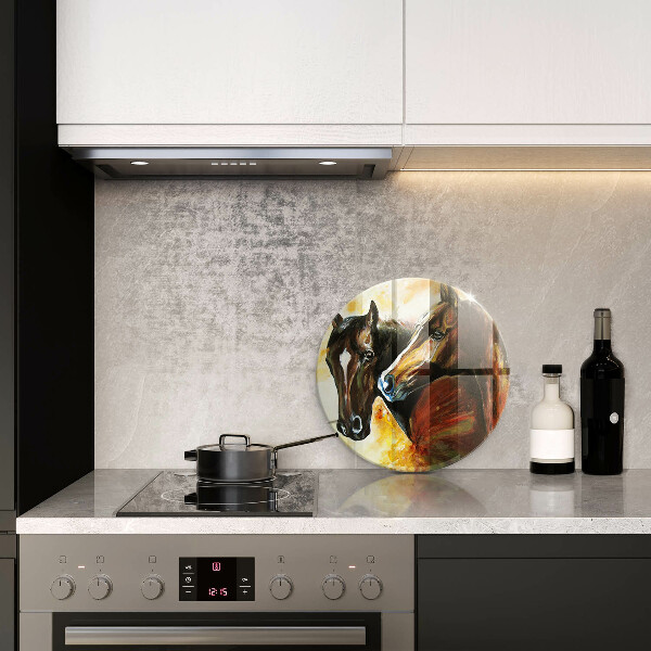 Glas Herdabdeckplatte Tiere Pferde